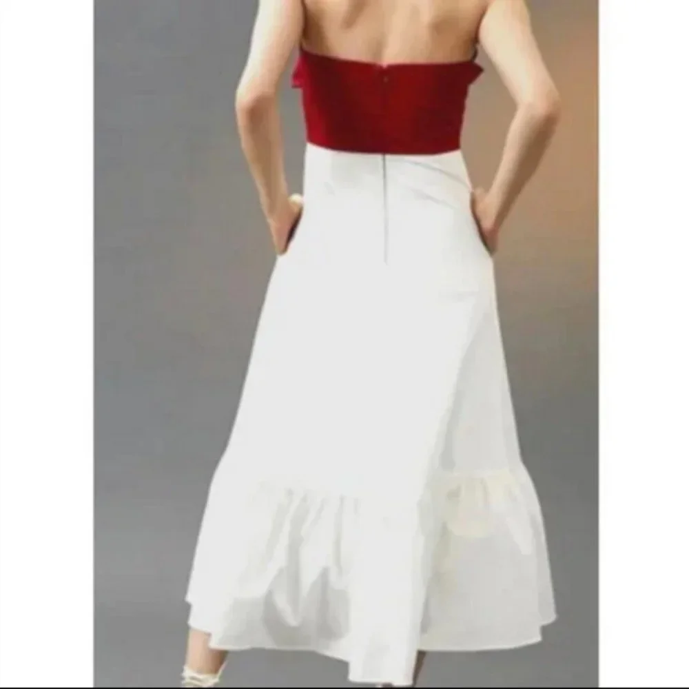 Anthropologie Hutch 2 NWT Red Bow-Tie Maxi Dress Gown Holiday Cocktail Party - Picture 6 of 9